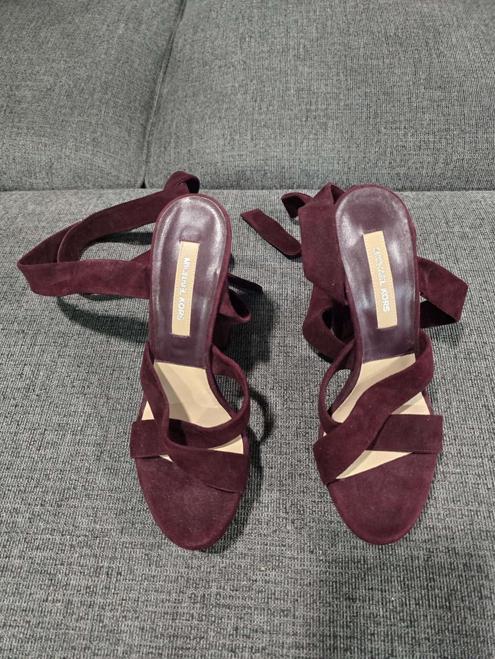 Michael Kors Wine Suede Strappy Heels